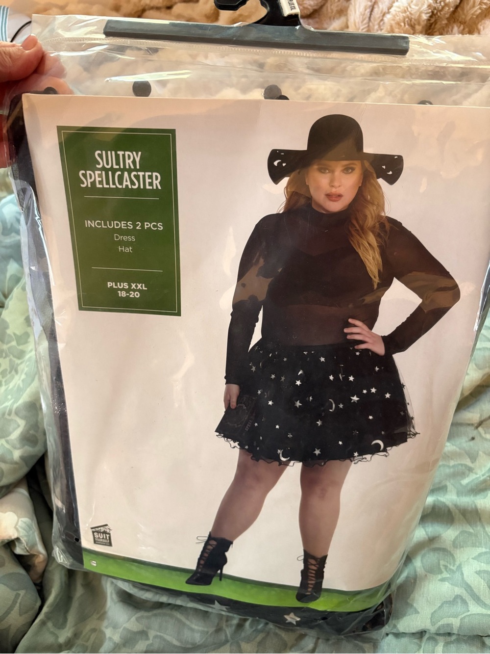Womens Plus Black Witch Costume Dress & Hat Brand New